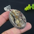 thumbnail image 2 of Natural Laguna Lace Agate Gemstone 925 Sterling Silver Pendant 2.48", 2 of 2