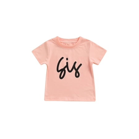 

IZhansean Toddler Baby Boy Girl Short Sleeve Tees Pullover Top Sis Bro Letter Summer T-Shirt Pink SIS 1-2 Years