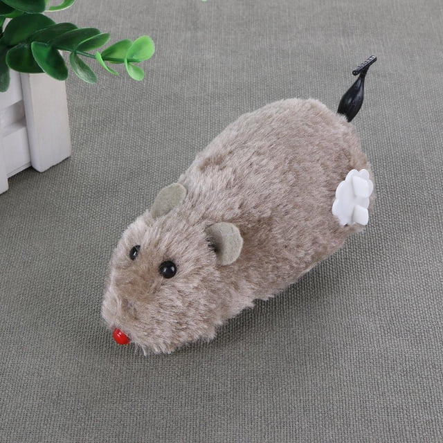 Clockwork Mouse Toy Cat Plush Rat Movimiento mecánico Juguete interactivo (Gris)