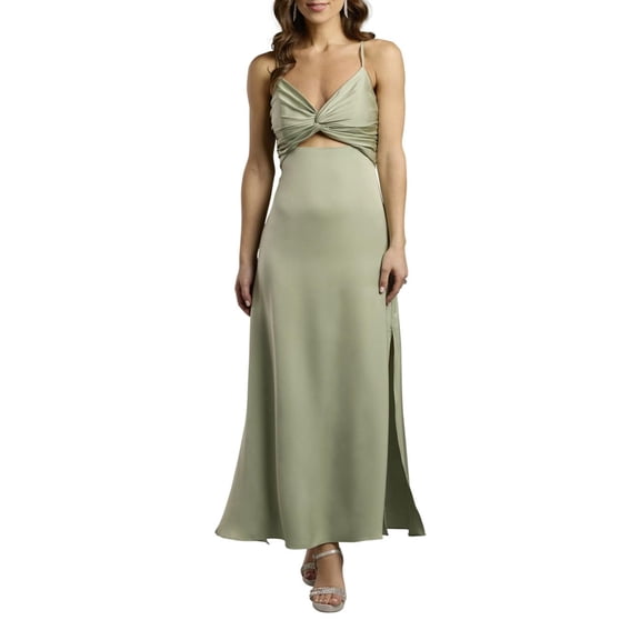 David’s Bridal, The Edit by DB Studio Women's Formal Twist Bodice Sheath Dress with Cutout, Ankle Length, Charmeuse