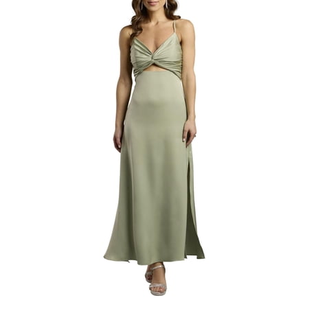 David’s Bridal, The Edit by DB Studio Women's Formal Twist Bodice Sheath Dress with Cutout, Ankle Length, Charmeuse