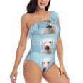 thumbnail image 3 of Honeii Puppy Licks Nose for women's one-piece swimsuit featuring a chic one-shoulder design experience elegance and style in the water-XX-Large, 3 of 6
