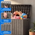 thumbnail image 2 of Dextrus 60 Gallon Weatherproof Rattan Deck Box, Heavy-Duty Resin Outdoor Storage Box with Slide-Locking Lid, Lockable Multi-Purpose Organizer for Patio, Garden and Home Essentials, Light Brown, 2 of 10