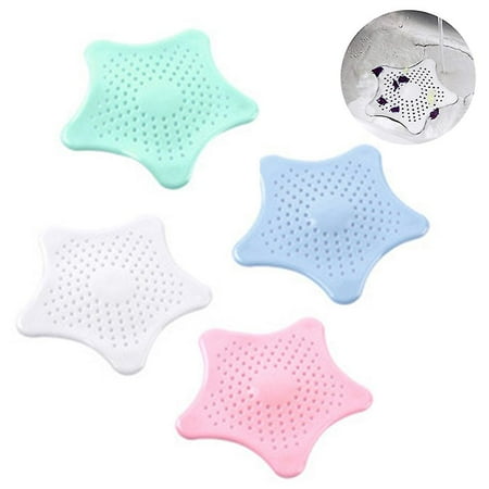 

4 Pack Color Starfish Hair Catcher Star Bathroom Drain Strainer Hair