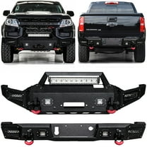Vijay Compatible with 2021-2022 Chevrolet Colorado ZR2 Front and Rear Bumper Textured Black Steel with Lights and D-rings