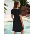 thumbnail image 5 of Chiclily Women's Summer Dress Black Large Casual Short Sleeve V Neck T Shirt Dresses with Pockets, 5 of 6