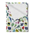 thumbnail image 2 of Emoticon Soft Flannel Fleece Blanket, Colorful Fun Music Themed Pattern with Instruments Cassettes Boombox Hand Gestures, Cozy Plush for Indoor and Outdoor Use, 50" x 60", Multicolor, by Ambesonne, 2 of 5