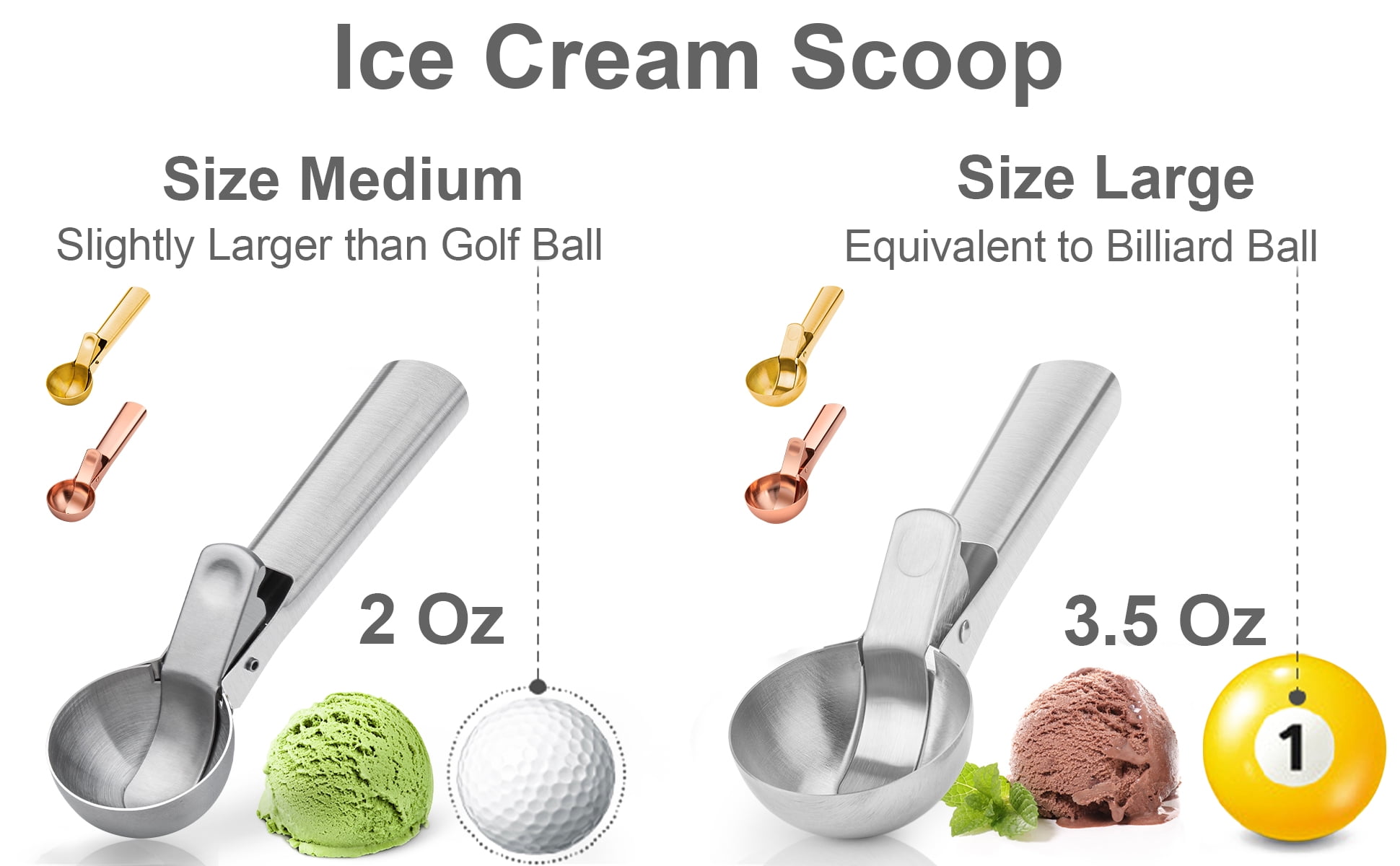 YasTant Premium Large Ice Cream Scoop with Trigger Ice Cream Scooper  Stainless Steel, Heavy Duty Metal Icecream Scoop Spoon Dishwasher Safe,  Perfect