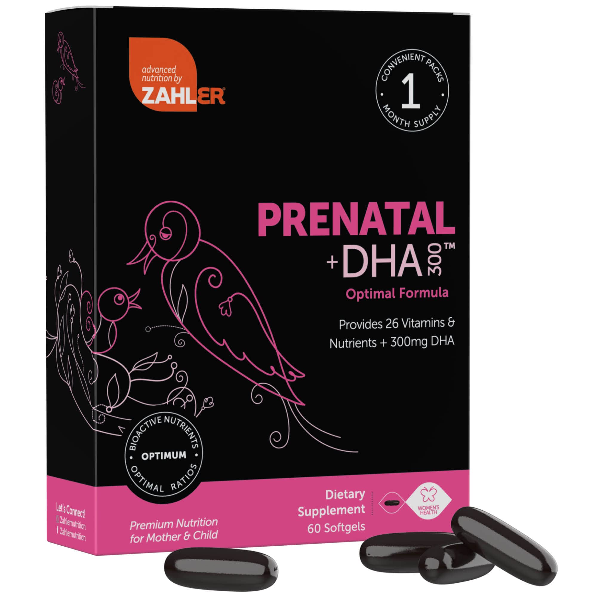 Zahler Prenatal Vitamin with DHA & Folate DHA Supplements & Prenatal