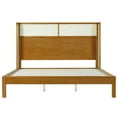 thumbnail image 4 of Bed Frame Premium Rubber Wood Platform Bed Frame, King Bed Frame with Headboard Included, Mid Century Modern Bed With Natural Color,Platform Bed Frame, 4 of 10