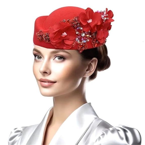 Lady Teaparty Fascinator Hat 3D Fabric Flower Derby Hat for Masquerades Parties