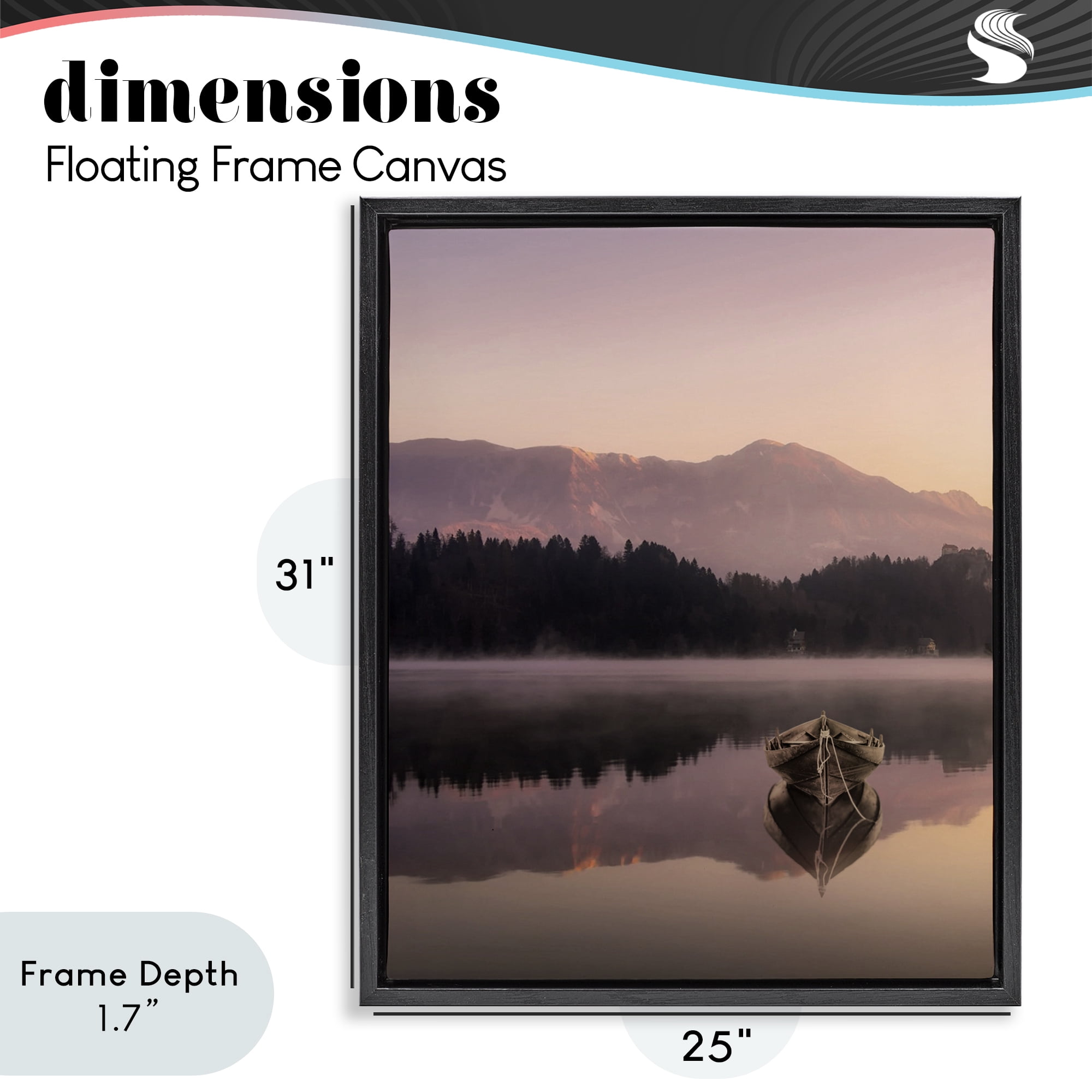 Stupell Industries Tranquil Lake Sunsets Black Framed Floater Canvas Wall Art, design by Marcus Prime
