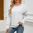 thumbnail image 2 of ZyeKqe Crewneck Sweatshirts for Women Casual Long Sleeve Color Block Oversized Crop Tops Fall Fashion Pullover, 2 of 9