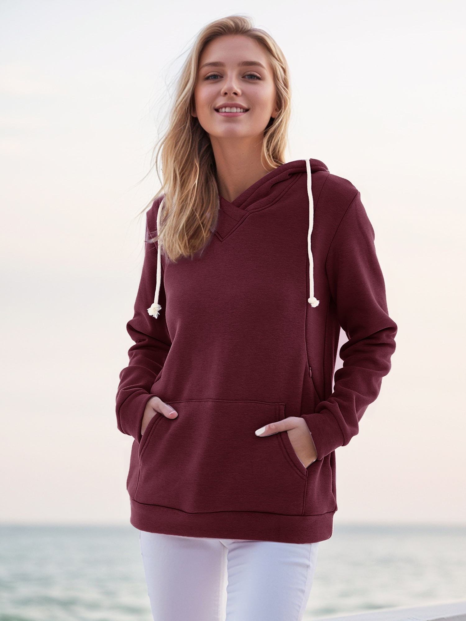 Women's Maternity Nursing Tops Hoodie Fleece Breastfeeding Shirts Clothes