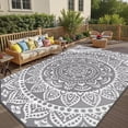thumbnail image 6 of 9'x12' Outdoor Rugs, Yamaziot Large Patio Rug Reversible Mats Waterproof RV Rug Camping Rugs Plastic Rug Outdoor Area Rug for Patios, Porch, Balcony, Beach, Gray, 6 of 7