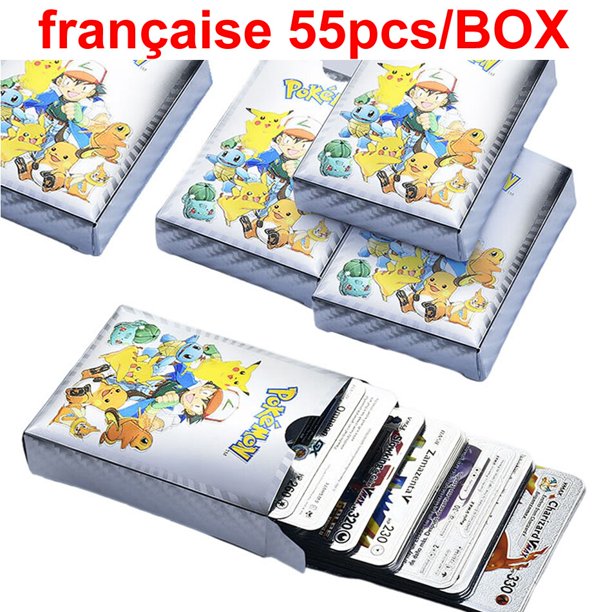 Pokemon Cards Metal Gold Sliver inglés español Vmax GX Card Box Charizard Pikachu Rare Collection Battle Trainer Toys Gift para niños Fivean unisex