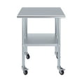 thumbnail image 2 of AmGood 30" Long x 24" Deep Stanless Steel Work Table with Casters | Mobile Metal Table, 2 of 9