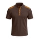 thumbnail image 4 of Ceisia Men's Loose Fit Ribbed Polo Shirt Short Sleeve Stand Collar Color Block Casual Daily Summer Tops Brown M Gifts, 4 of 4