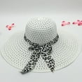 thumbnail image 4 of UDIYO Sunscreen Braided Foldable Straw Hat Leopard Bowknot Decor Wide Brim Women Beach Hat Fashion Accessories, 4 of 8