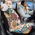 thumbnail image 2 of Uorisanigo Seat Covers for Cars Trucks SUV Front Seats, 2 PCS Premium Furry Fuzzy Fluffy Ethnic Flower Print Seat Cover, Car Interior Accessories, Universal Fit & Breathable, 2 of 7