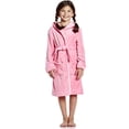 thumbnail image 2 of Leveret Kids Robe Boys Girls Solid Hooded Fleece Sleep Robe Bathrobe 2 Years, Light Pink, 2 of 2