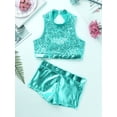 thumbnail image 7 of Aislor Kids Girls Shiny Sequins Dance Costumes Crop Top with Shorts Set Activewear Ballet Dancewear, 7 of 7