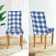thumbnail image 5 of Blue Buffalo Plaid Check Dining Chair Covers Set of 4 Spandex Stretch Dining Chair Slipcover for Home Decorations Restaurant, 5 of 6