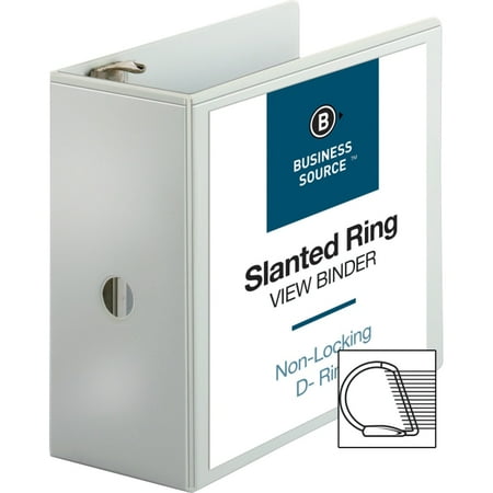 A4 Polypropylene Ring Binder - Business Source Basic D-Ring White View Binders - 5