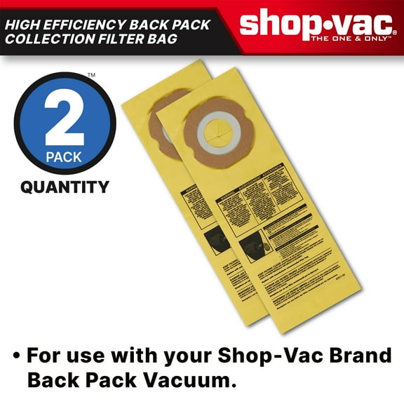 Shop-Vac High Efficiency Disposable Filter Bags for Backpack Vac, Type DD, 2-Pack