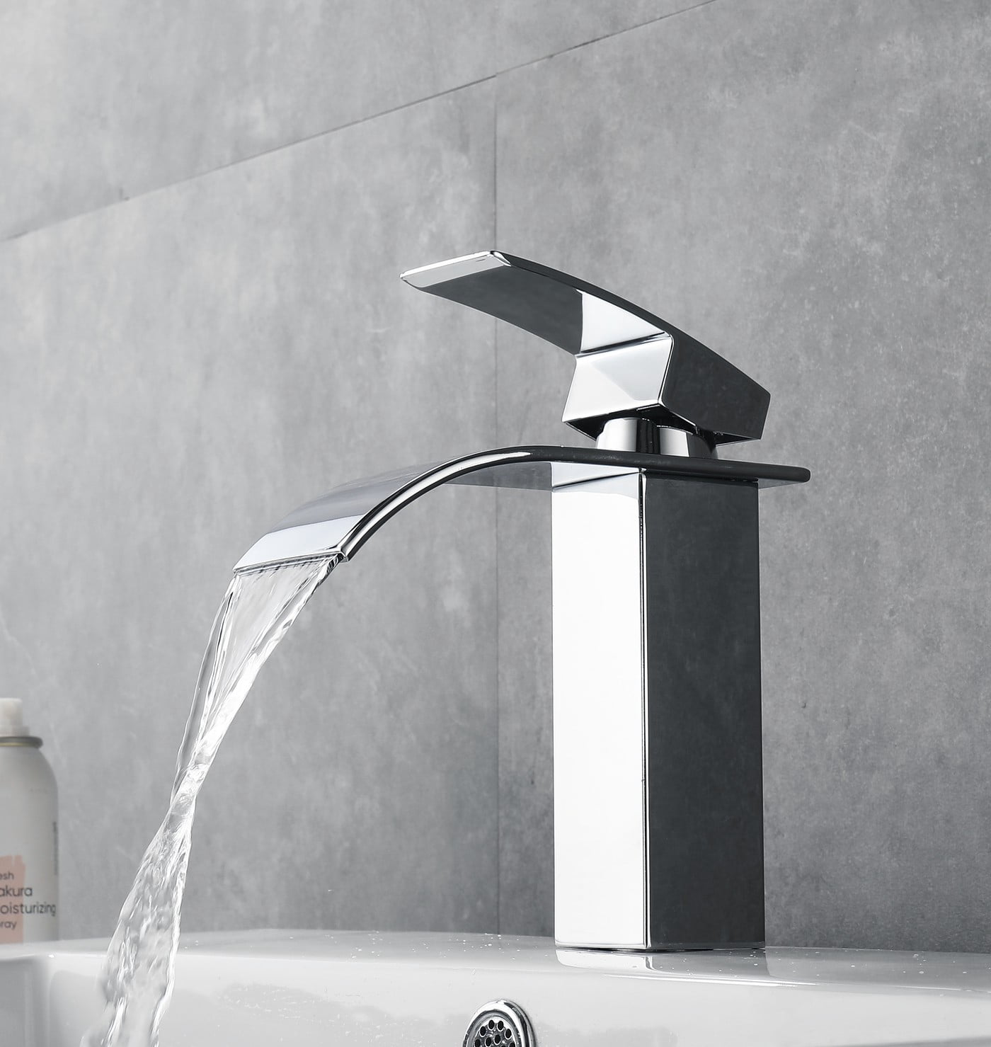 YZZY Single Handle Waterfall Bathroom Faucet Brushed Chrome Bathroom Basin Faucet Single Hole Bathroom Vanity Sink Faucet