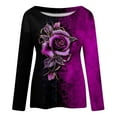 thumbnail image 4 of Ichuanyi Fall Tops for Women 2022 Fashion Women Casual Printing Round Neck Long Sleeve Loose T-Shirt Autumn Blouse Pullover Tops, 4 of 5