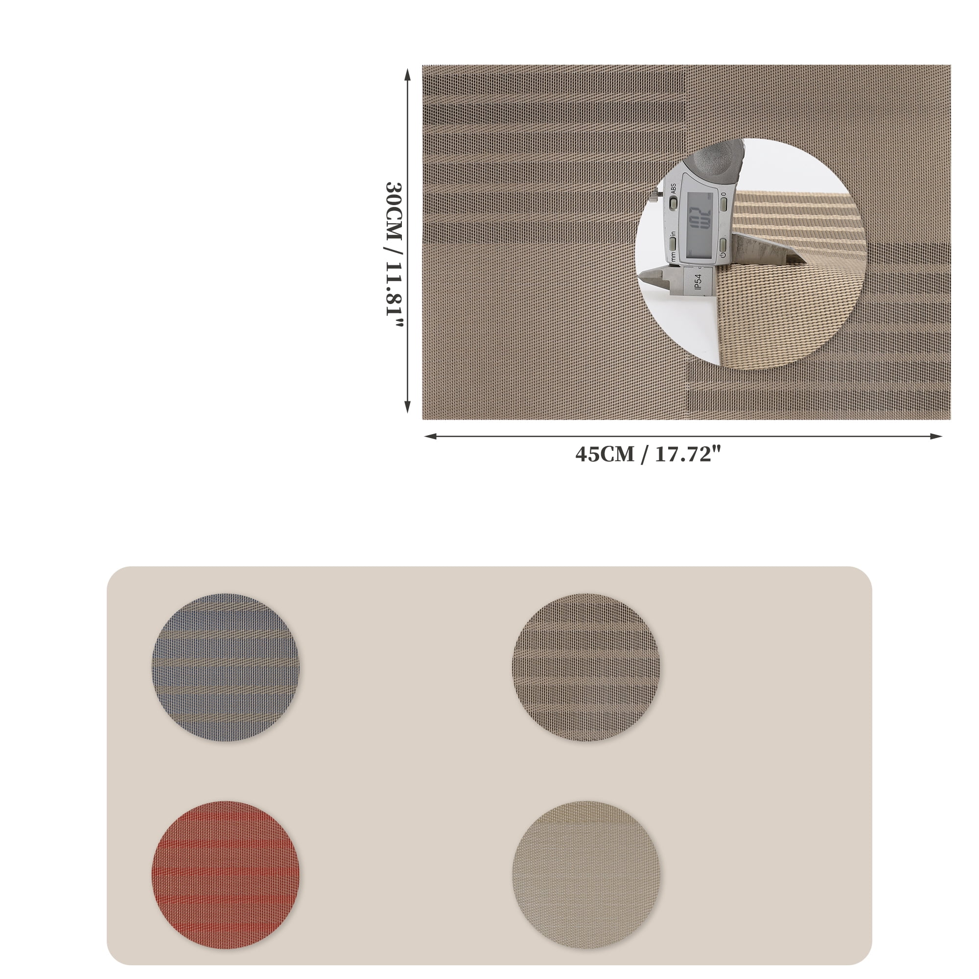 Unique Bargains 4 Pcs Grid Style Placemats PET Heat Resistant Washable Table Mats Gray