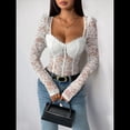 thumbnail image 4 of Body de Larga con Encaje Floral Transparente para Mujer, Top con Escote Corazón L, 4 of 10