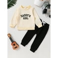 thumbnail image 2 of Happy Town Toddler Girl Fall Outfits Long Sleeve Letter Top and Long Pants Set Toddler Sweatsuits, 2 of 8