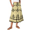 thumbnail image 2 of Unir Women Assorted Vintage Floral Print Multi-Tiered Flow Four Way Stretch Midi Skirt Drawstring Ruffle Waist Casual Side Pocket Long Bottom 1PC S-XXL Plus Size Friendly, 2 of 5
