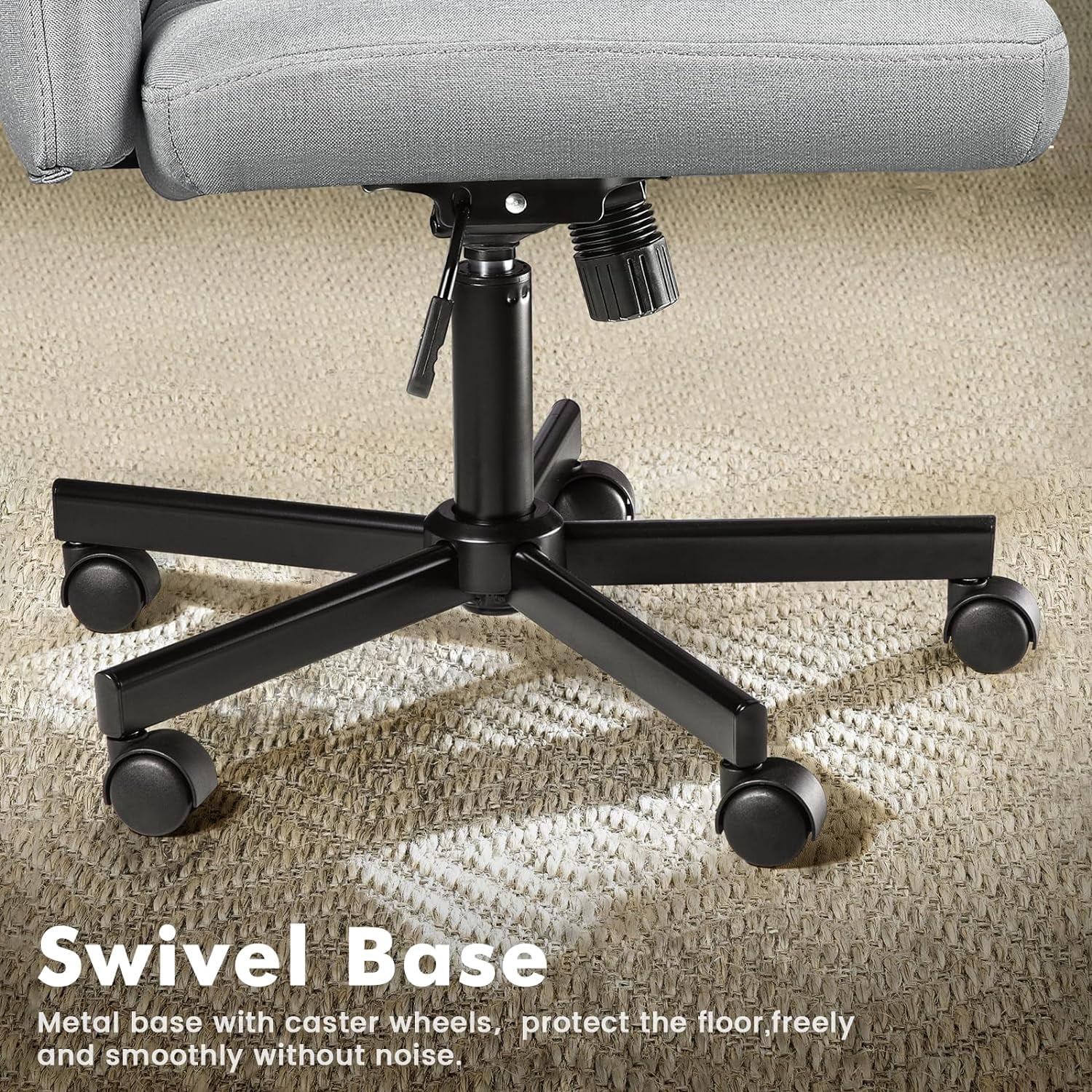 Waleaf Indoor Armless Office Desk Chair with Wheels, Gray