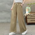 thumbnail image 2 of Stamzod Women's Pants Fashion Solid Color Elastic Waist Drawstring Wide Leg Pants with Pocket Loungewear Casual Loose Palazzo Pants for Women Khaki XL, 2 of 5
