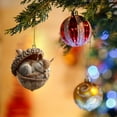 thumbnail image 3 of Cozy Squirrel Forest Animal Acorn Christmas Tree Ornaments, Pine Cone Animal Christmas Decorations, 2D Acrylic Woodland Creature Figurine, Hanging Ornaments for Home Party Decor ( 5pcs ), 3 of 14