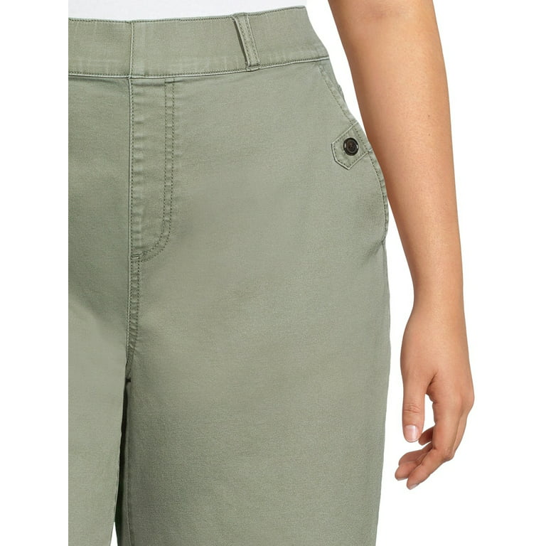 Plus Size - Crop Wide Leg Stretch Twill High Rise Patch Pocket