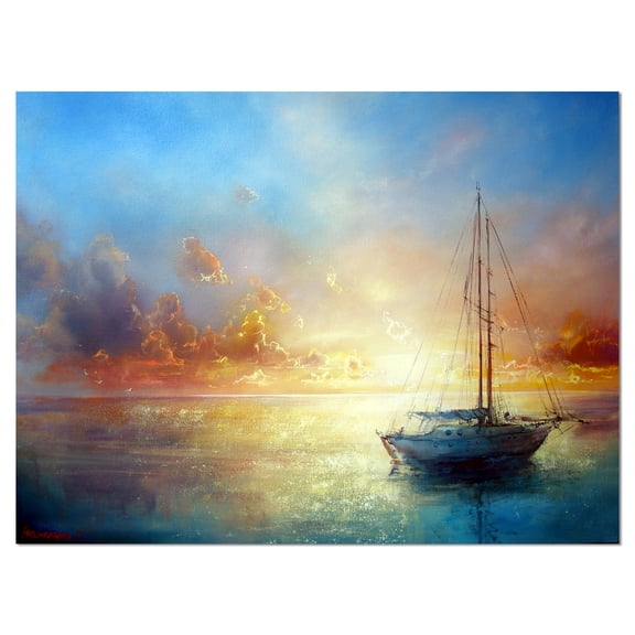 Designart 'Seascape Pier ' Seascape Canvas Art Print