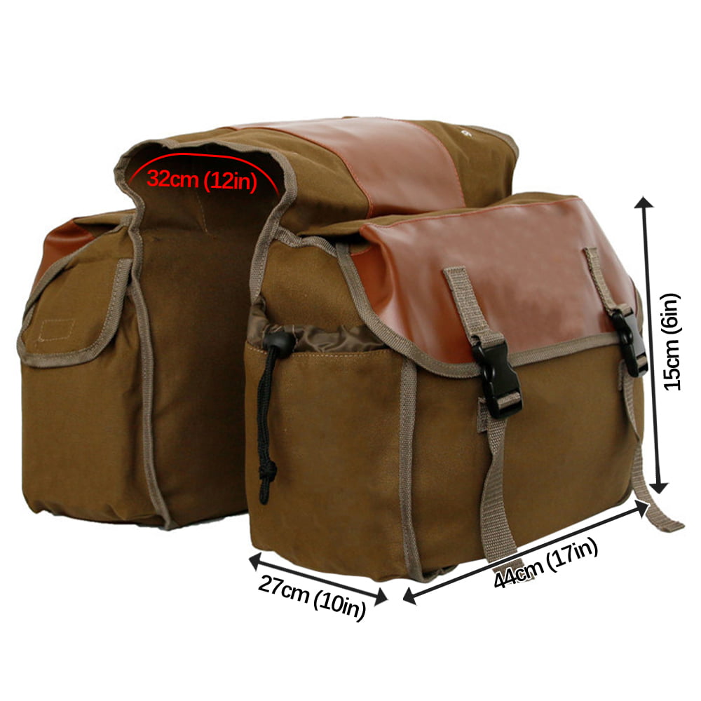 Waterproof Canvas Bicycle Rear Seat Carrier Bag Bike Cycling Double Panniers 