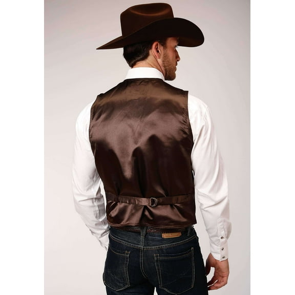 Roper Western Vest Mens Leather Snap Brown 02-075-0500-0713 BR