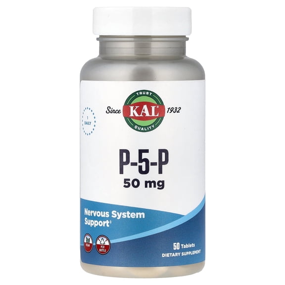 KAL P-5-P Activated Vitamin B6 | Healthy Red Blood Cell Synthesis & Nerve Function Support | Enteric Coated | 50 Tablets