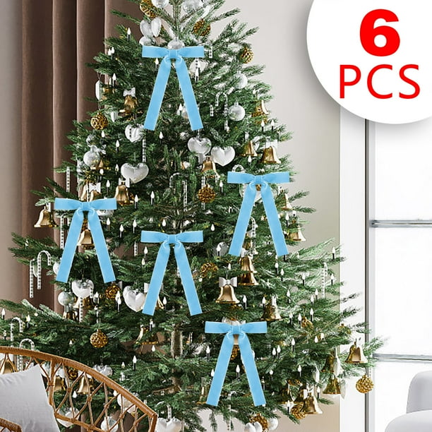 6 Lazos de Terciopelo para Árbol de Navidad | Elegantes Lazos para Coronas y Regalos | Terciopelo Suave | Diseño Fácil de Atar para Decoración Navideña