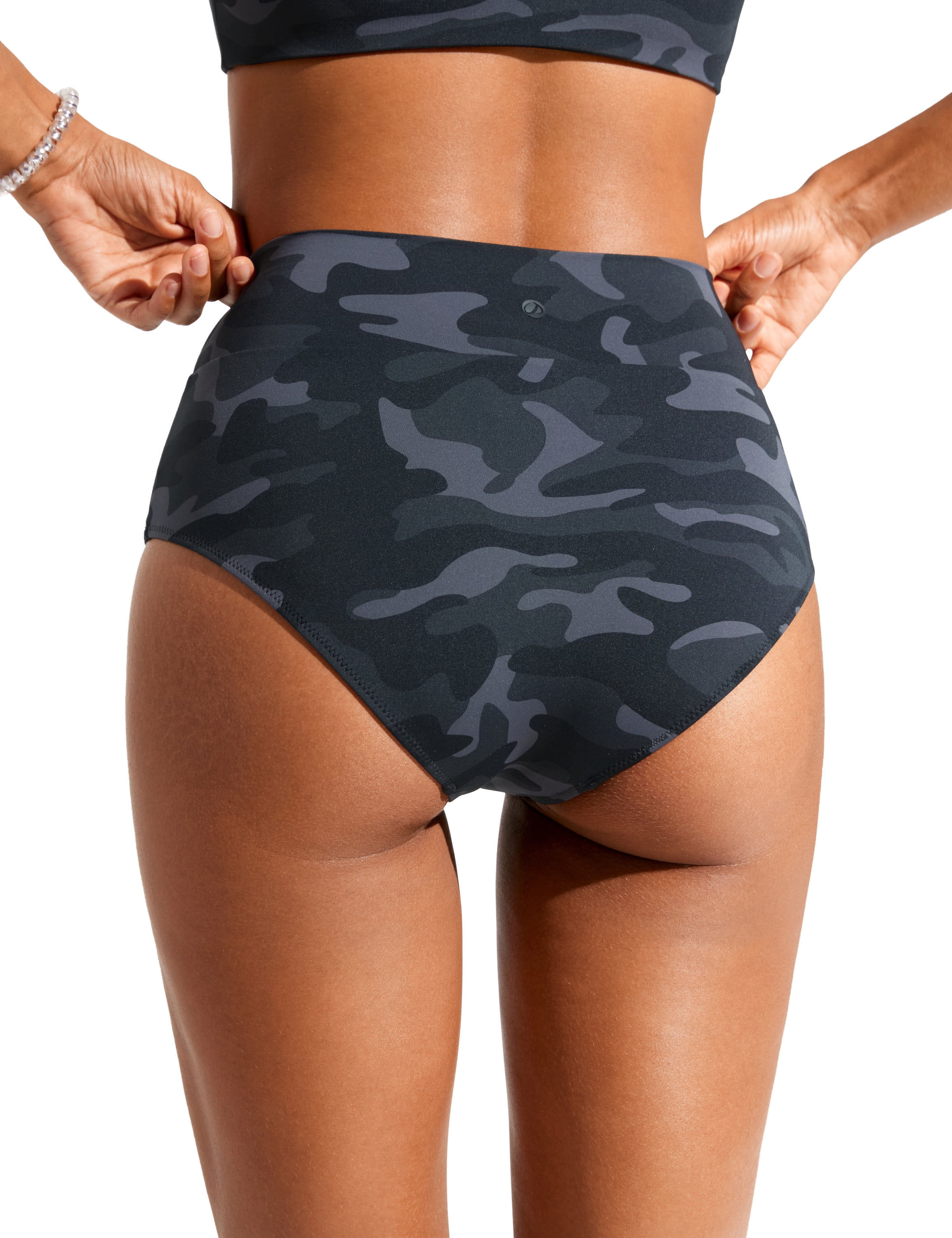 CRZ YOGA High Waisted V Cut Bikini Bottom for Women Cross Front Bathing Swimsuit Swim Briefs