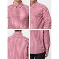 thumbnail image 6 of Unique Bargains Men's Plaid Button Down Long Sleeves Dress Checkered Shirts 2XL Red White, 6 of 6