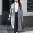 thumbnail image 5 of Gpaecead Womens Notch Lapel Collar Pea Coat Open Front Overcoat Oversize Long Jacket Outerwear Gray, 5 of 9
