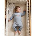 thumbnail image 4 of Cenuakty Baby Boy Fall Romper Waffle Stripe Print Embroidery Long Sleeve Jumpsuits, 4 of 8