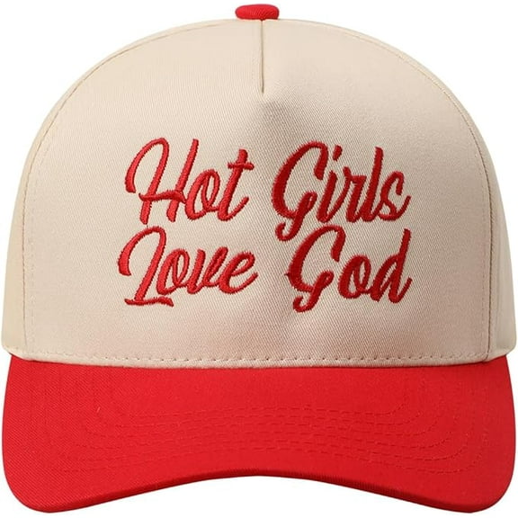 MIRMARU Hot Girls Love God Embroidered 100% Cotton 5-Panel Trucker Hat for Women & Men