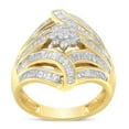 thumbnail image 4 of Yellow Plated Sterling Silver 1 1/3ct. TDW Diamond Cocktail Ring (I-J, I2-I3), 4 of 8